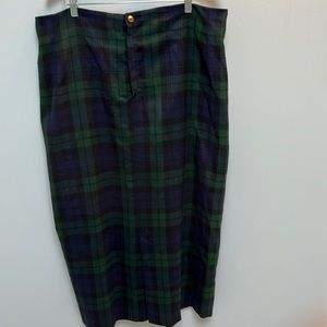 Ralph Lauren black watch plaid long wool skirt. Size 12